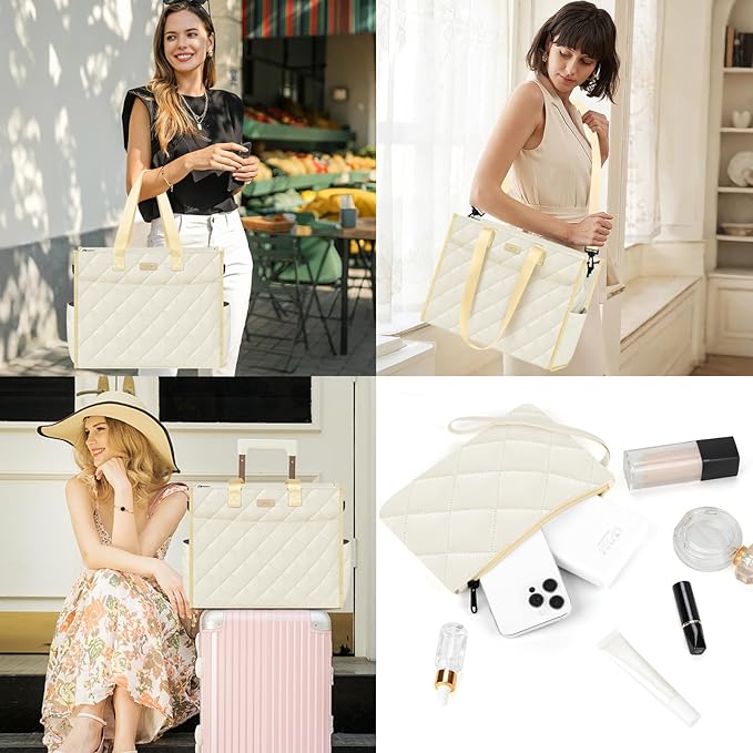 IBFUN Utility Tote Bag with 14/24 Pockets Zip Top Teacher Tote Bag for Teacher/Work Women