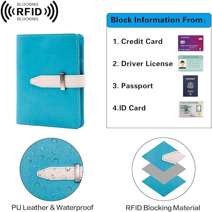 Passport Holder with Airtag for Women/Men,Airtag Passport Wallet for Travel,Cute Passport Holder Rfid Blocking,Travel Wallet for Cards Passport Cover Case (Blue)