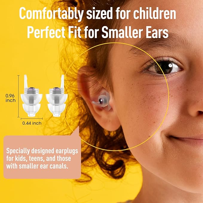 Kids Earplugs (6-12 yrs) - 2 Pairs High Fidelity Concert Ear Plugs for Children, Adults with Small Ear Canals, 23dB Kids Noise Reduction Earplugs for Concerts, Rehearsal, Festival, Party (Purple)