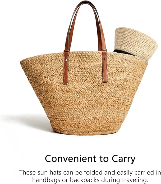 DRESHOW Women Straw Panama Hat Travel Fedora Beach Sun Hat Summer Wide Brim Straw Roll up Hat UPF 50+