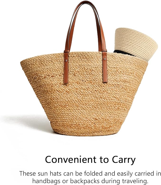 DRESHOW Women Straw Panama Hat Travel Fedora Beach Sun Hat Summer Wide Brim Straw Roll up Hat UPF 50+