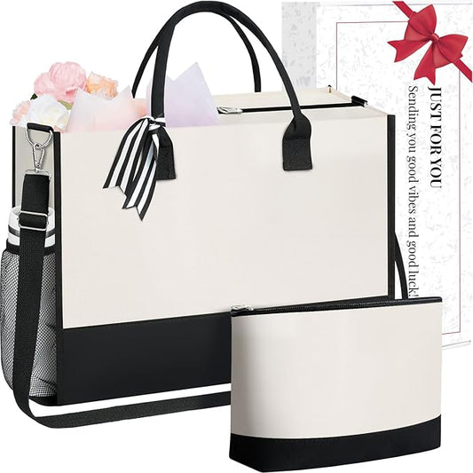 BAGAIL Initial Tote Bag, Personalized Birthday Gifts for Women, Teacher, Friends, Mom, Wedding, Monogrammed Beach Bag