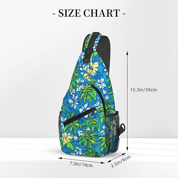Hawaii Tropical Palm Sling Backpack Crossbody Bag Casual Chest Bags Travel Hiking Daypack Shoulder Bag for Women Men