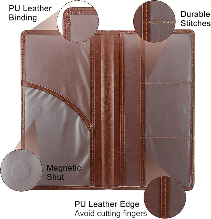 Premium Car Registration & Insurance Card Holder with Magnetic Shut, Vehicle Glove Box Car Organizer - For Documents, Cards, License (Brown)