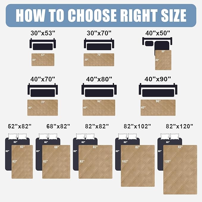 Smiry Waterproof Dog Bed Cover Blanket 40x80, Soft Reversible Pet Blanket, Washable Leakproof Cats Dogs Couch Cover for Sofa, Couch, Furniture, Lattice, Camel/Beige