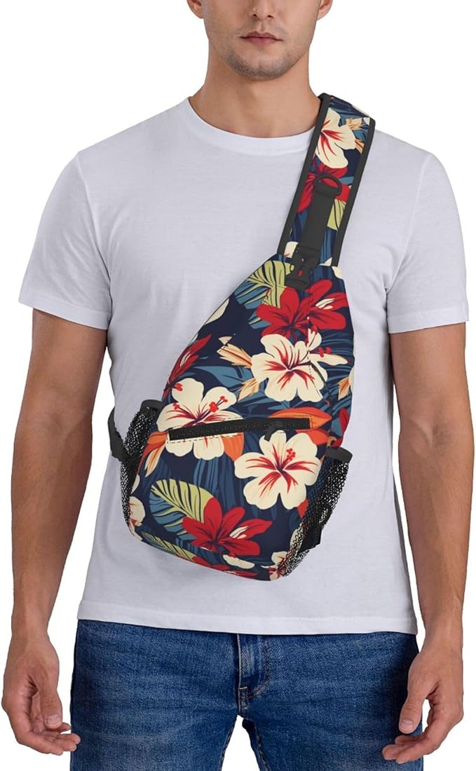 Hawaii Tropical Palm Sling Backpack Crossbody Bag Casual Chest Bags Travel Hiking Daypack Shoulder Bag for Women Men
