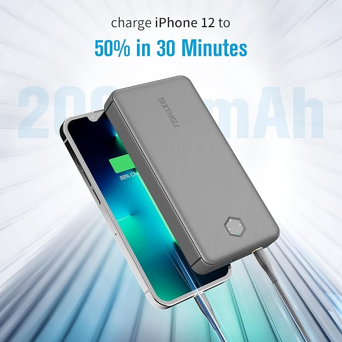 Portable Charger, Slim 20000mAh PD 20W Power Bank, USB C in&out High-Speed Charging Battery Pack, External Phone Powerbank Compatible with iPhone 16 15 14 13 12 Samsung S22 S21 Google iPad etc(Grey)