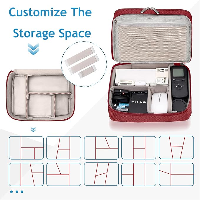 Electronics Travel Organizer, Double Layer Cable Organizer Bag Waterproof Electronics Accessories Storage Bag for Charger, Phone, Power Bank, Hard Drive, Cord, Tablet