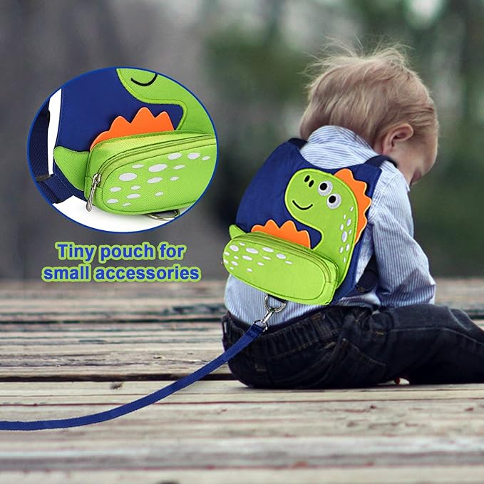 Accmor Toddler Harness Leash, Cute Dinosaur Kids Harness Children Leash with Anti Lost Wrist Link for Outdoor Travel, Adorable Child Leash Walking Harness Wristband Assistant Strap for Baby Ages1-4