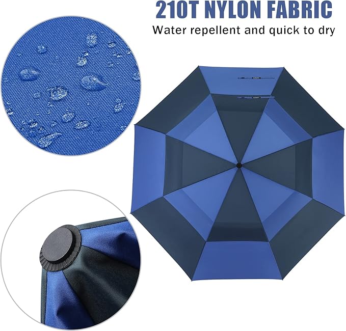 G4Free 62 Inch Portable Navy Golf Umbrella Automatic Open Large Oversize Vented Double Canopy Windproof Waterproof Sport Umbrellas (Navy/Royal Blue)