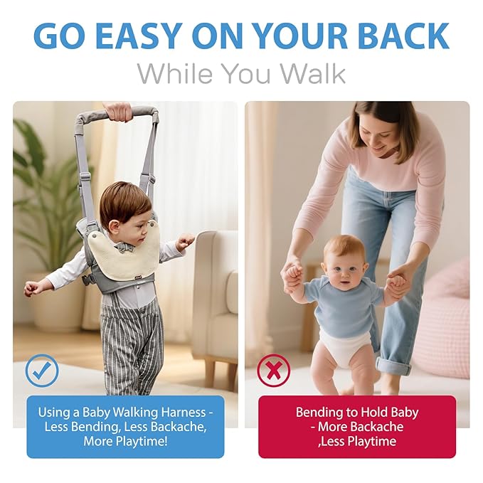 Baby Walking Harness-Handheld Assistant Belt- Toddler Infant Walking Aid for Trainer & Support 7-24 Month Old (summer-Gray-1817)