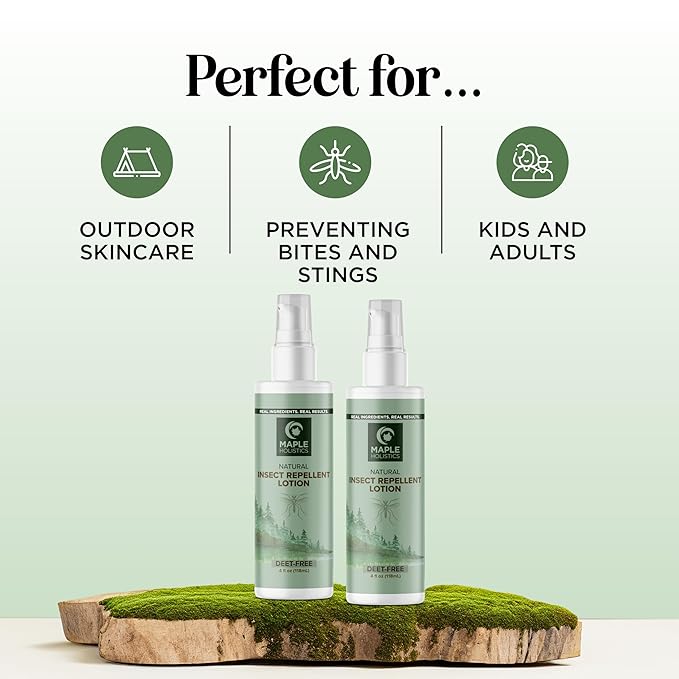 Bug Repellent Lotion for Adults & Kids - DEET Free Insect Repellent Lotion for Ticks & Mosquitoes - Made with Citronella & Lemongrass - Dermatologist Tested - Light Scent Vegan & Cruelty Free (8oz)