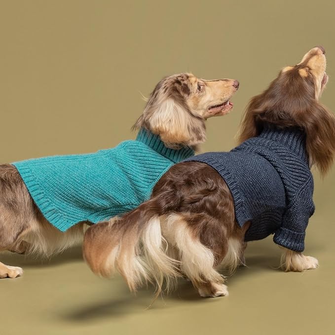 Fitwarm Turtleneck Dog Sweater, Thermal Winter Clothes for Small Dogs, Boy Girl, Sweater, Jumper, Teal Blue, XL