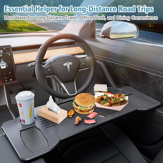 Car Desk Steering Wheel Tray, Foldable Car Table Tray, Car Desk for Laptop, Steering Wheel Desk for Eating and Traveling, Upgraded Design