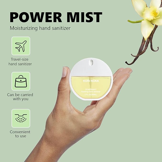 Hand Sanitizer Spray,Power Mist Hydrating Hand Sanitizer Spray, 3-piece set (Peach,Lavender,Vanilla), Travel Size