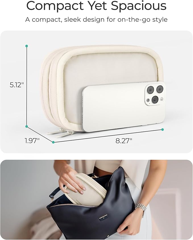 BAGSMART Electronics Organizer Travel Case, Cord Organizer for Women, Travel Cable Bag (Beige)