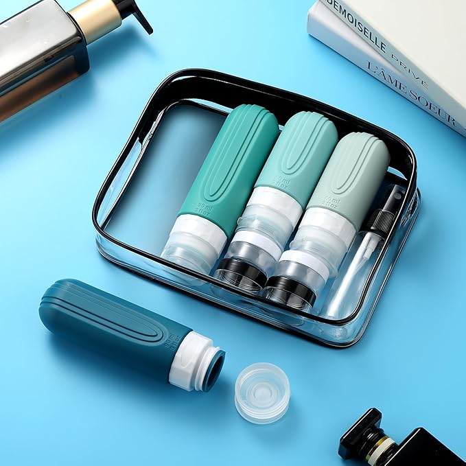 16 Pack Travel Bottles for Toiletries, TSA Approved Silicone Travel Containers jar for Toiletries, Leak Proof Refillable Liqus Shampoo And Conditioner Traveler Essentials toiletry Bottles