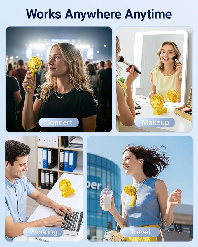 SWEETFULL Handheld Portable Fan, 5000mAh Rechargeable Battery, 6 Speed Wind, LED Digital Display, Foldable Electric Personal Mini Travel Fan with Backup Power, Summer Essentials Gifts for Women Girl