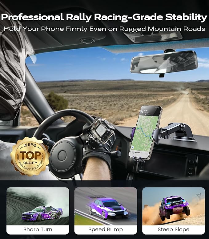 VICSEED [True Strongest Suction] [Rally Racing-Grade Stability] Phone Holders for Your Car 2025 Upgraded Car Phone Holder Mount Truck Stand Cradle for iPhone Samsung All Phones, Purple