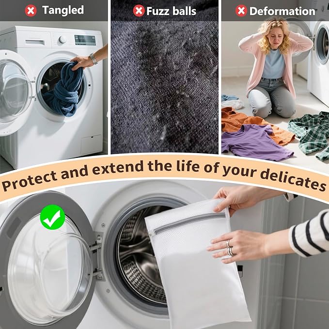 Laundry Bag Backpack with 3 Sizes Mesh Wash Bags and Shoulder Straps Foldable Clothes Hamper Bag with Drawstring Closure for College, Apartment, Laundromat (Brown)