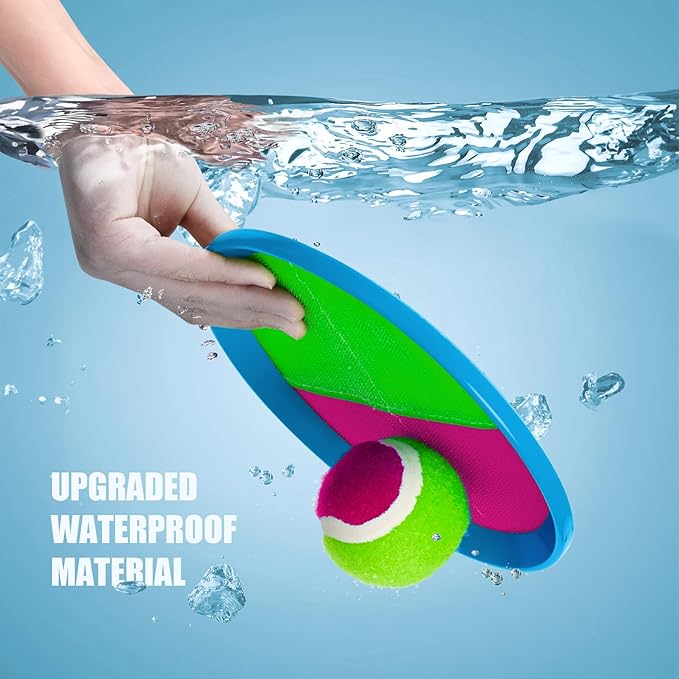PlayZap Toss and Catch Ball Set Ultra Sturdy ABS - Family Games Christmas Stocking Stuffers Gift for Toddlers Kids Teens Boys Girls 3-5 5-8 8-13+ Yrs - Baseball Toys for Beach Pool Yard Outdoor 4 Pack