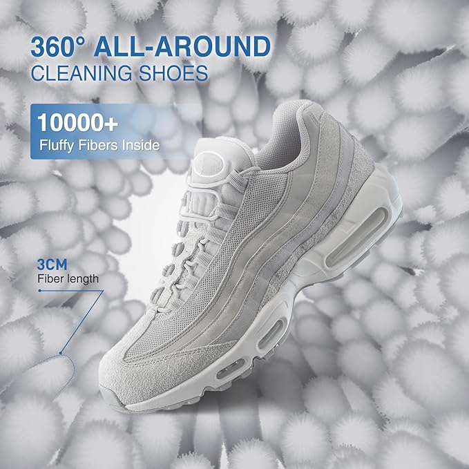 Shoe Laundry Bags for Washing Machine, Reusable Laundry Shoe Bag for Washer and Dryer, Fluffy Fibers 360° Wrap Around Cleaning, Adjustable Protective Shoe Trees - Home Dorm Travel, Gray