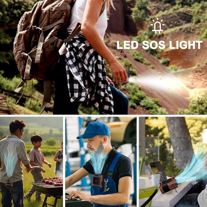 AINFTIME 2025 Portable Waist Clip Body Fan 10000mAh Personal Wearable 6-40H Powerful Outdoor (10000mAh / Deep Brown)