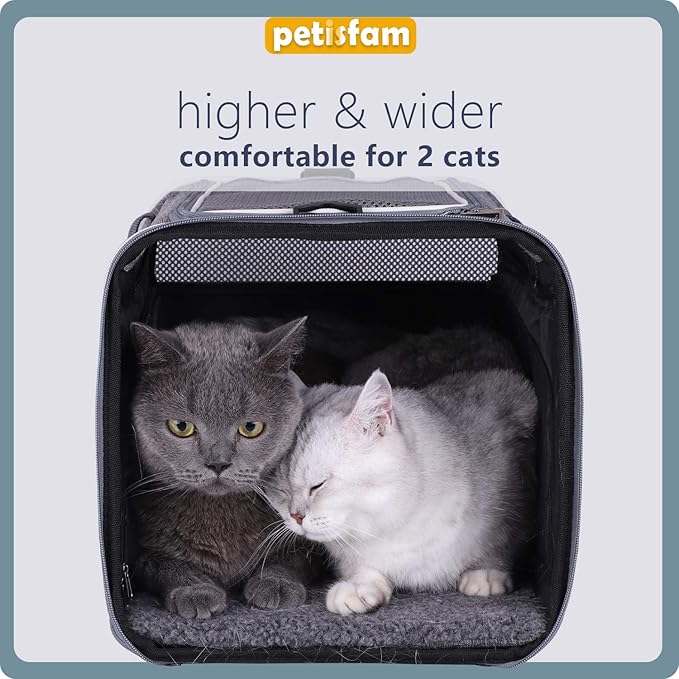 You've got This Cat Carrier with Privacy Flaps for Nervous Fur-Kids. Top-Load Quick-in. 360° Airy Mesh Windows Let Cats See You & Reduce Travel Anxiety. Rip-Stop Fabric & Lockable Zips Hug Securely