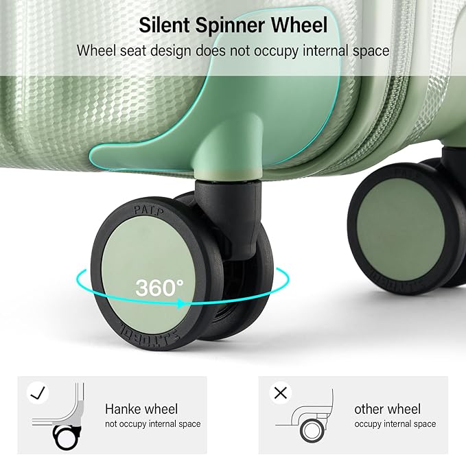 Hanke Hardshell Luggage Sets 2 Piece Extra Large Suitcases with Lock,28 Inch Luggage with Spinner Wheels, Travel Suitcase for Women Men 20 29Inch,Bamboo Green