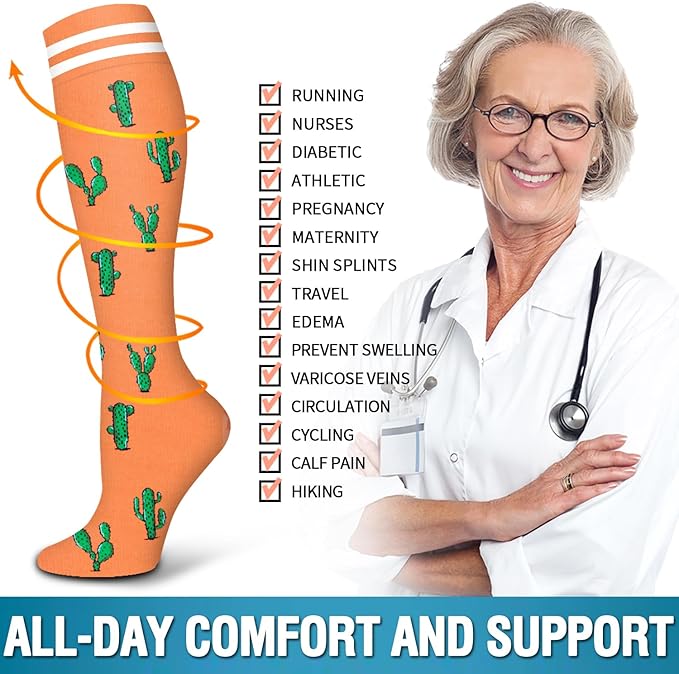 Bluemaple 6 Pack Copper Compression Socks for Women and Men Circulation-Best Support for Medical, Running,Nursing,Athletic