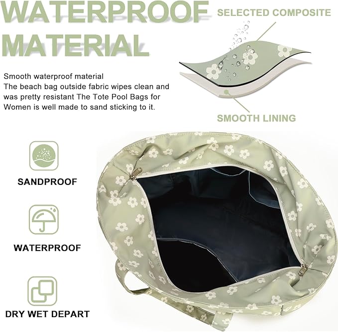 Bluboon Waterproof Beach Tote Pool Bags for Women Ladies Extra Large Carry On Bag With Wet Compartment for Weekender Travel