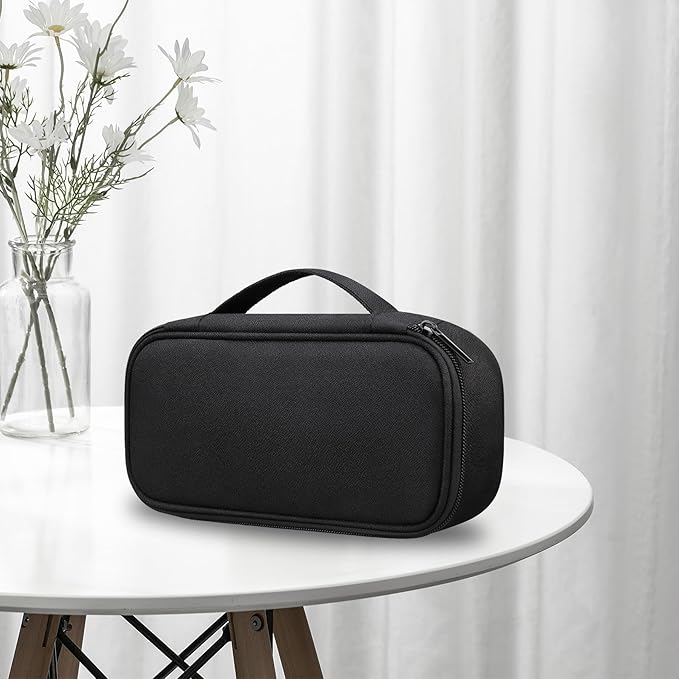 Lacdo Electronic Organizer Travel Cable Organizer Bag Pouch Tech Electronic Accessories Carry Case Portable Double Layers Charger Case for Cable, Cords, Charger, Earphone, Power Bank, Black