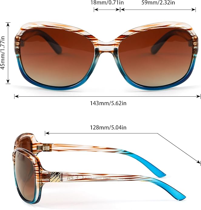 SIPHEW Polarized Sunglasses for Women | Vintage Square Sunglasses w UV400 Protection | Womens Wraparound Shade