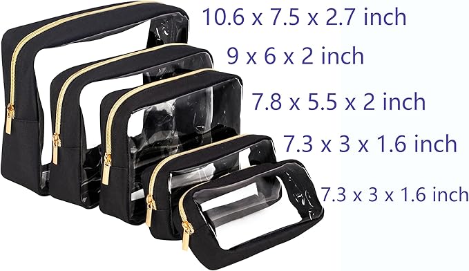 TSA Approved 5-Piece Diaper Bag Organizer Pouch Set Clear Waterproof TPU Kids Toiletry Storage Set Travel Packing Clutch Cube Bags for Baby Nursing