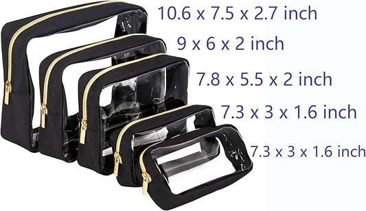 TSA Approved 5-Piece Diaper Bag Organizer Pouch Set Clear Waterproof TPU Kids Toiletry Storage Set Travel Packing Clutch Cube Bags for Baby Nursing