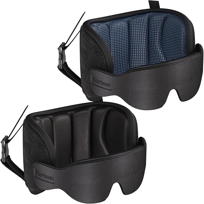 Travel Pillows for Airplanes, Airplane Pillow with Sleeping Eye Mask, Travel Neck Pillow for Car, Road Trip Car Headrest, 2-Pack Airplane Travel Essentials, Black and Mottled Blue