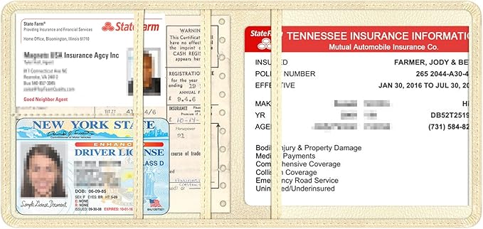 Car Insurance and Registration Holder, 5.5 x 5 Inch PU Leather Vehicle Glove Box Organizer Wallet Case for Insurance Card, Driver License, Paperwork - Champagne