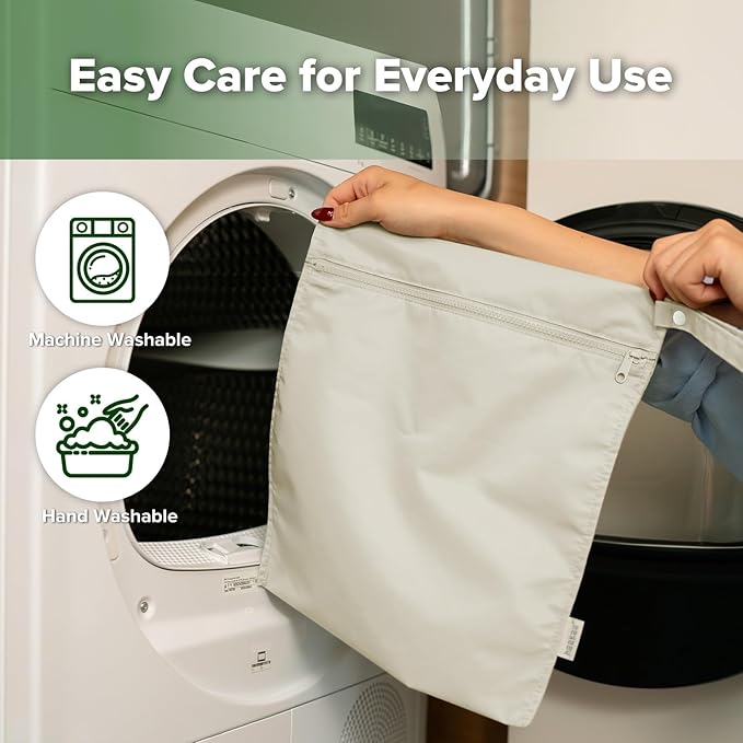 haakaa Waterproof Wet Bags for Baby Wet Dry Bags for Cloth Diaper, Swimsuit & Travel, 2pcs, Beige