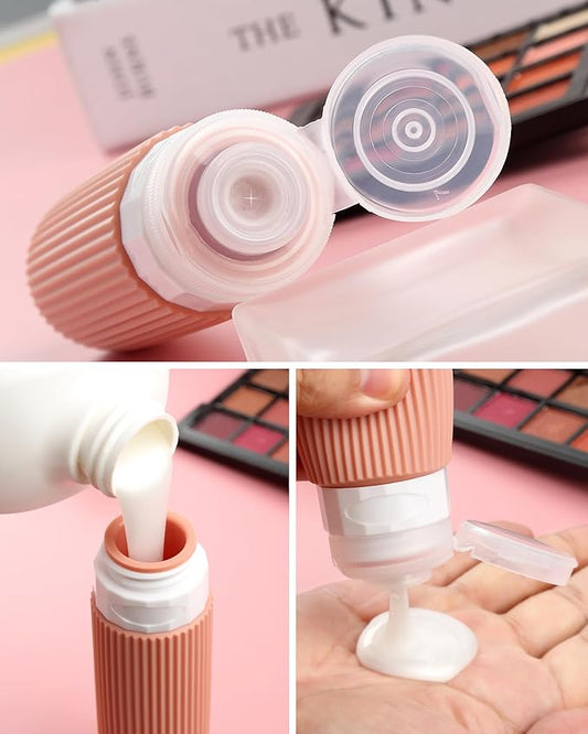 Travel Bottles - 8 Pack, TSA Approved 3 oz Travel Containers for Toiletries, Clear Bag, Leak Proof Silicone Squeezable Essentials Jars