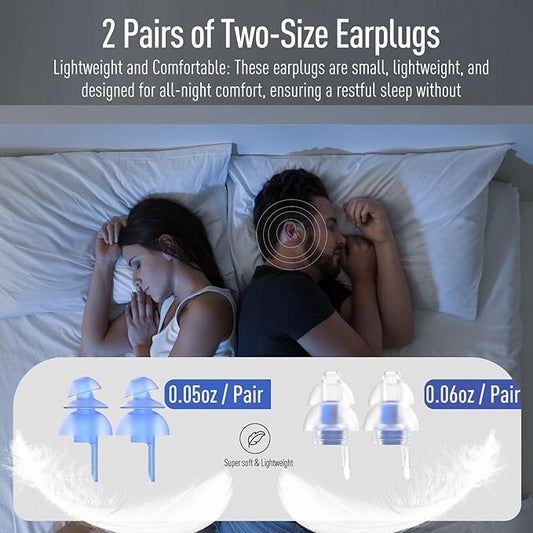 Hearprotek Sleeping Ear Plugs,2 Pairs Ear Plugs (32db & 30db) Ultra Soft Noise Reduction and Hearing Protection earplugs for Side Sleepers, snoring, Travel, Working, Study, Safety
