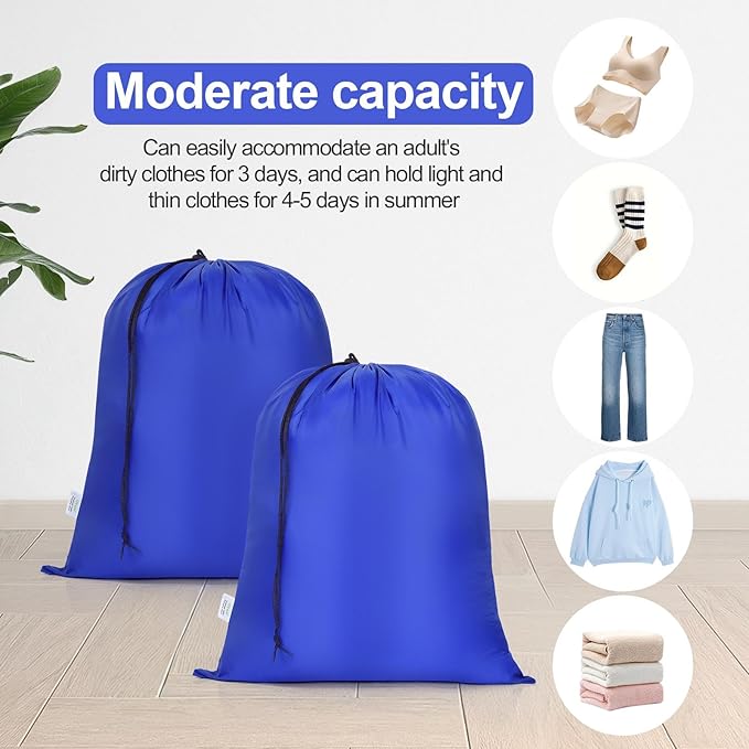 OTraki Medium Laundry Bag 20x24 Inch Drawstring Laundry Bags Durable Laundry Wash Bag Dirty Clothes Organizer Machine Washable Delicates Lingerie Bags for Travel Camp Dorm Blue