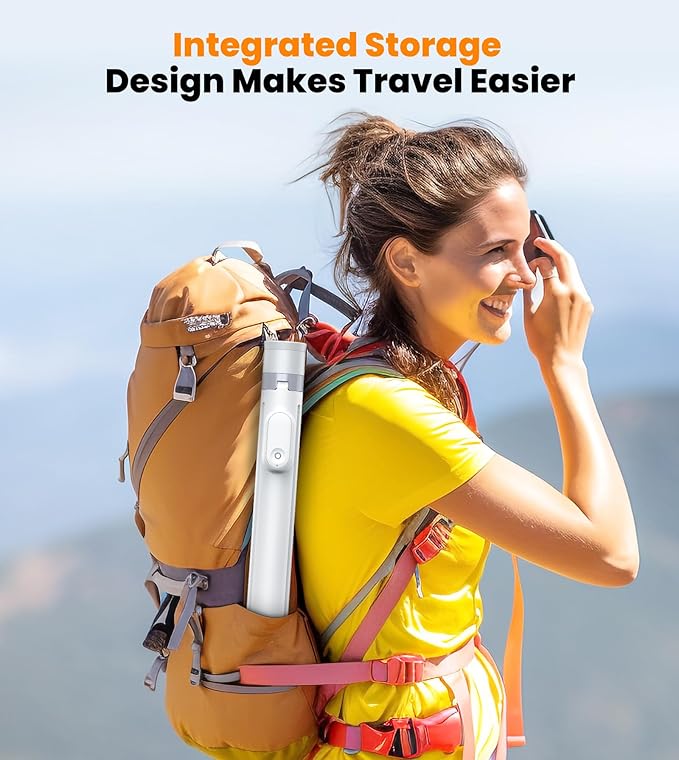 TONEOF 66" Automatic Phone Tripod with Magnetic Rechargable Remote,Selfie Stick 360° Vertical & Horizontal Rotatable,Stable for iPhone/Android(White)