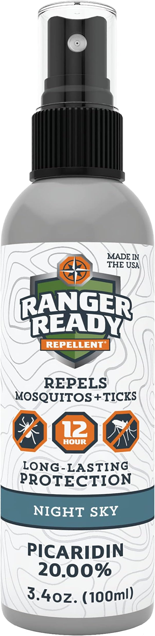 Ranger Ready Repellents Picaridin Insect Repellent in Night Sky Scent - Mosquito Repellent and Tick Spray - DEET Free Bug Spray Travel Size, 3.4 Oz.
