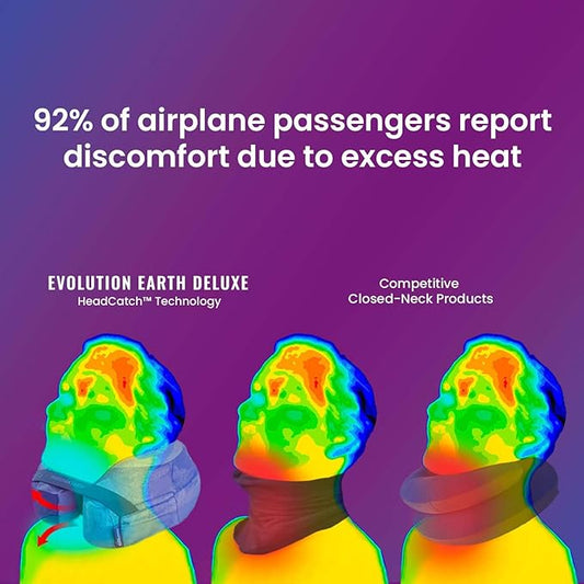 Cabeau Best Neck Pillow for Travel – Evolution Earth Deluxe – 360° Head, Neck and Chin Support for Sleeping – Sustainable Memory Foam - Removable, Washable Cover with Compact Carrying Case (Fire)