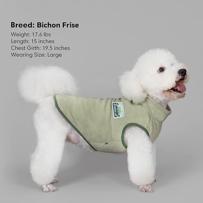 cyeollo Dog Sweaters for Large Dogs, Pullover Dog Fleece Jacket Turtleneck Sweatshirt Stretchy Vest Warm Lightweight Winter Clothes, Green XXXL