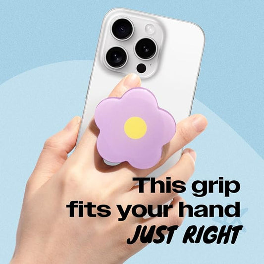 OnTheGrip Cute Solid Color Daisy Flower Design Collapsible Mobile Phone Grip Stand Holder for Smartphone Tablet Cell Phone Accessory (Violet)