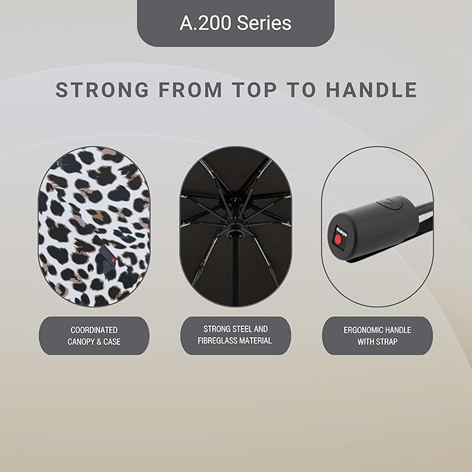 Knirps A.200 Medium Duomatic Windproof Umbrella for Adults – Automatic Open Close 38.5" Canopy, Travel Case Included