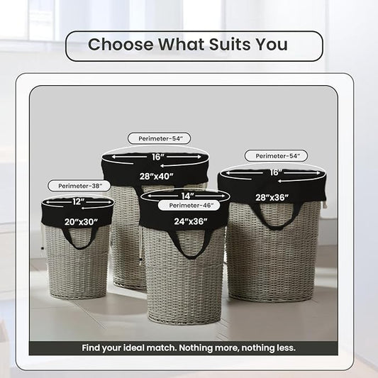 LFH Home Large Premium 1pack Cotton Canvas Laundry Bag with Drawstring and Handles Heavy Duty, Multi-Use, and Washable for Home, Travel, College or Storage 24x36-Black