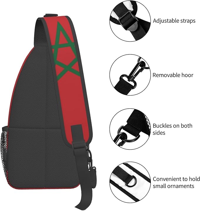 GJXFLSY Morocco Flag Sling Backpack Crossbody Bag Casual Chest Bags Travel Hiking Daypack Shoulder Bag for Women Men