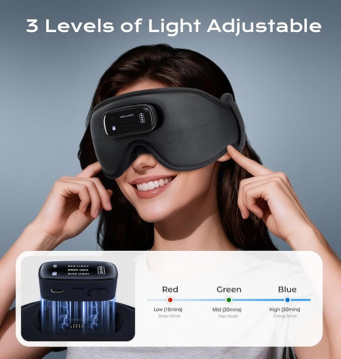 Pro Sleep Mask with Headphones Bluetooth 5.4-3D Zero-Pressure Design Adjustable Sleep Headphones for Side Sleepers 100% Light Blocking Sleep Headphones with White Noise Sounds Comfortable